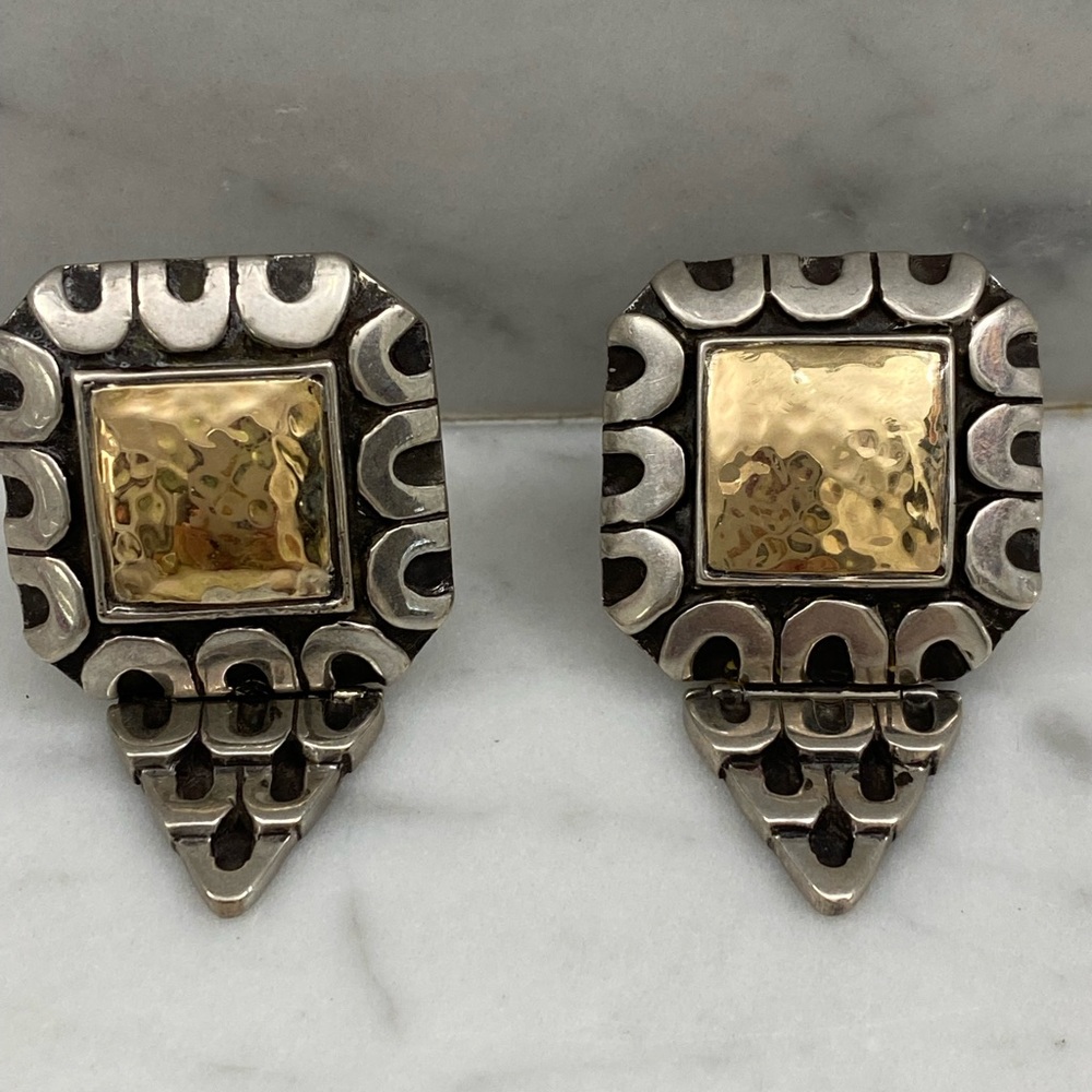 DIAN MALOUF Sterling & 14K earrings, big & beautiful!  Statement earrings!